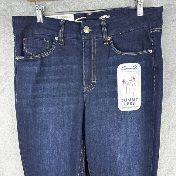 seven 7 tummyless highrise skinny jeans 12 Blue Stretch Denim - Picture 2 of 14